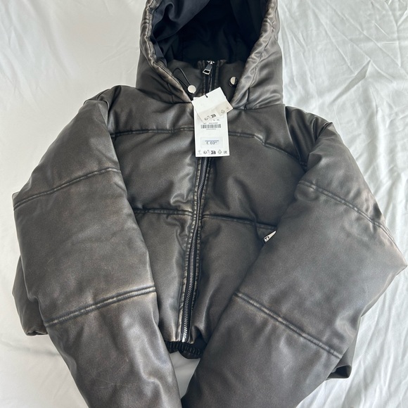 Zara Faux Leather Cropped Puffer Anorak - Picture 8 of 8